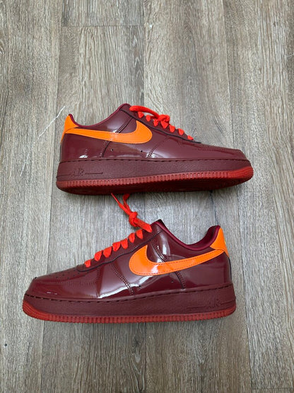 Preowned Nike AF1 Orange Red Patent Sz.9