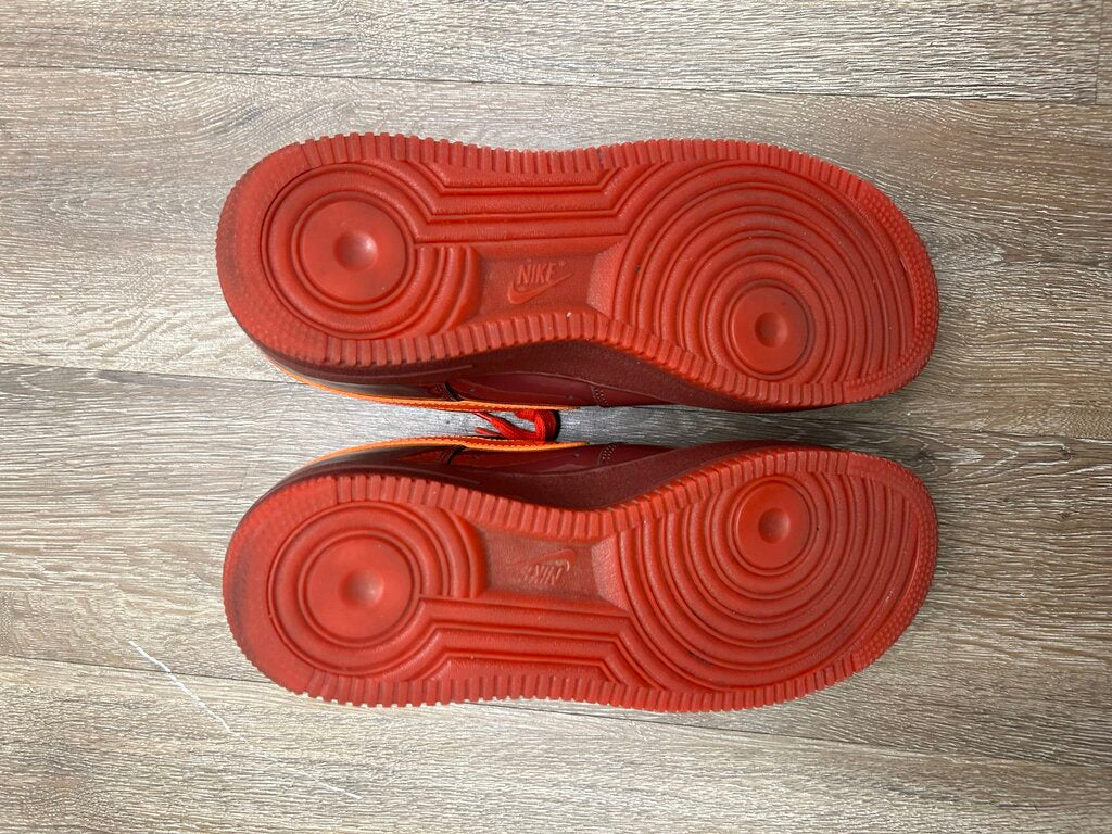 Preowned Nike AF1 Orange Red Patent Sz.9