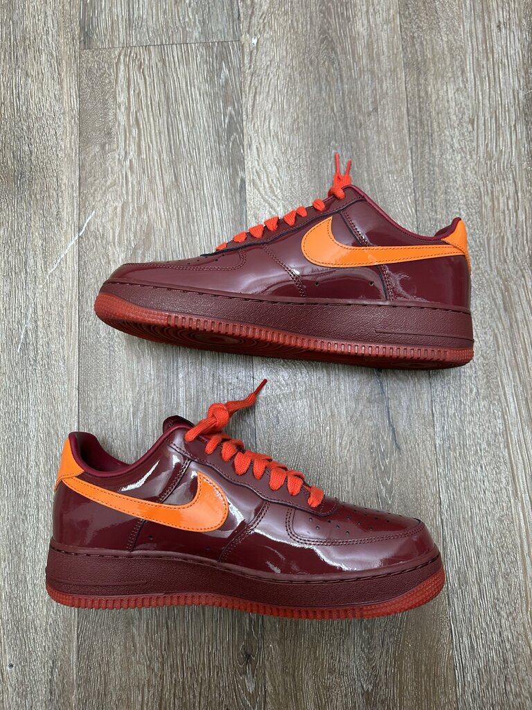 Preowned Nike AF1 Orange Red Patent Sz.9