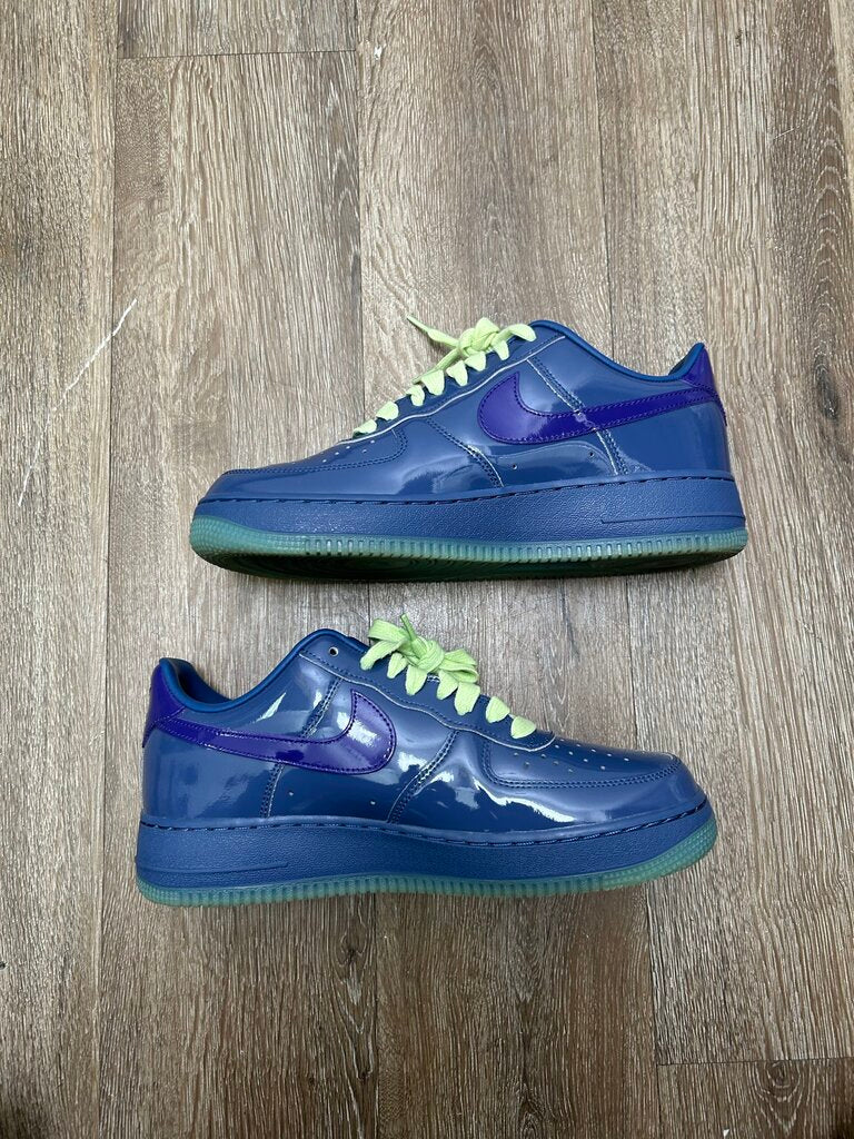 Preowned Nike AF1 Blue Green Patent Sz.9