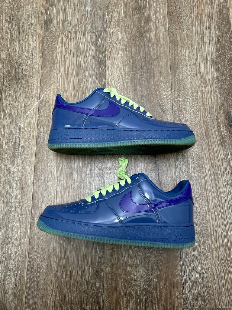 Preowned Nike AF1 Blue Green Patent Sz.9
