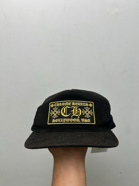 Preowned Chrome Hearts Black Yellow Vintage Cord. Hat