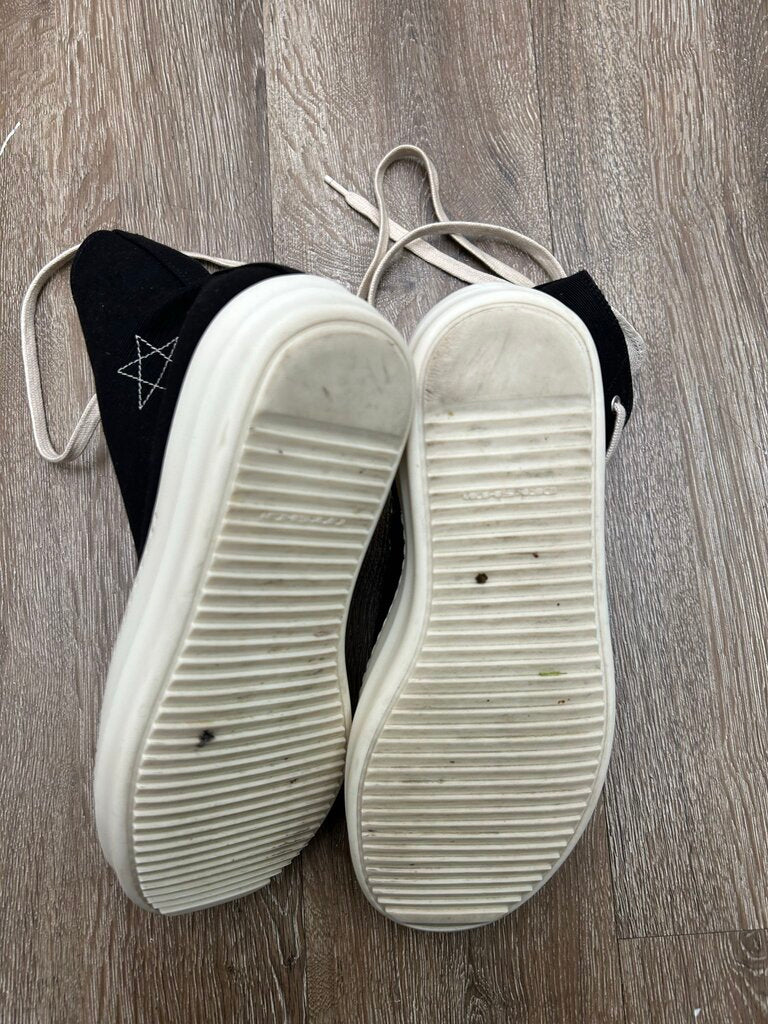 Preowned Rick Owens Black Milk Canvas Ramone High Sz.41
