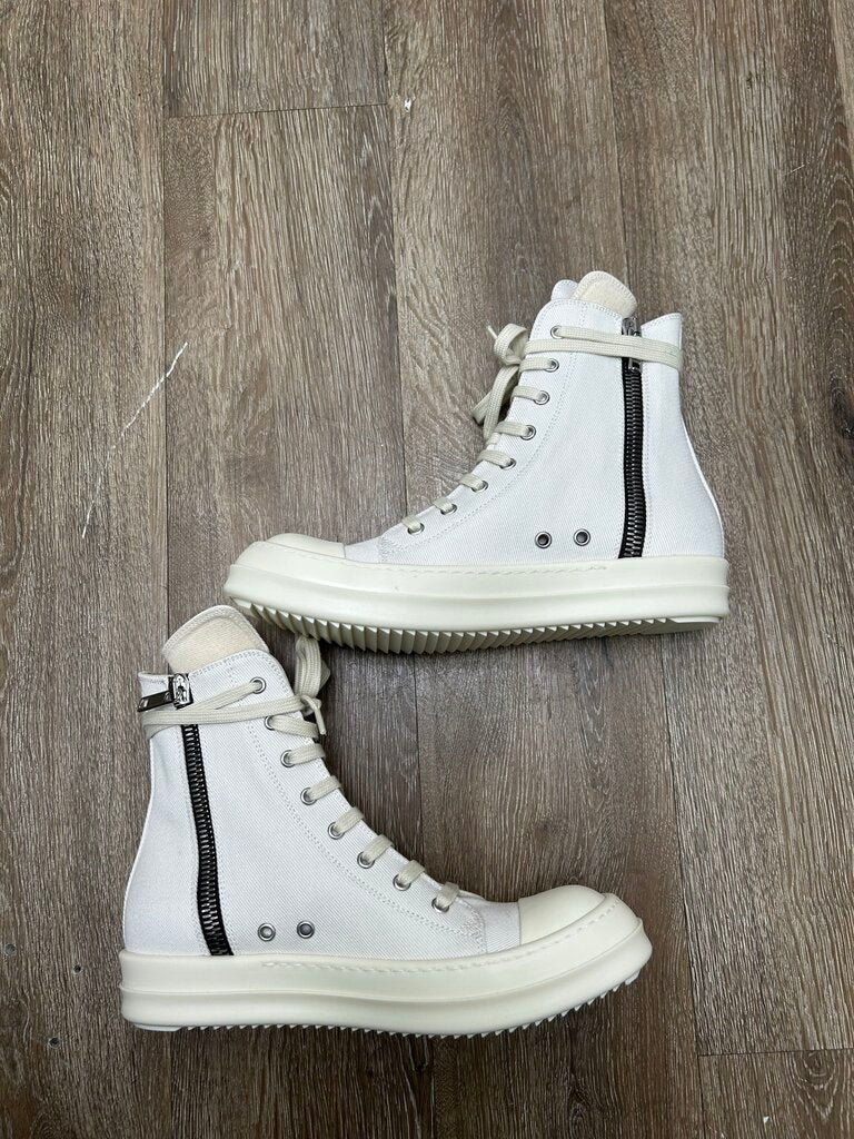 New Rick Owens White Milk Canvas Ramone High Sz.41