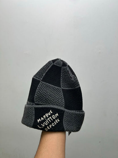 Preowned Louis Vuitton Marque Déposée Black Grey Damiere Beanie