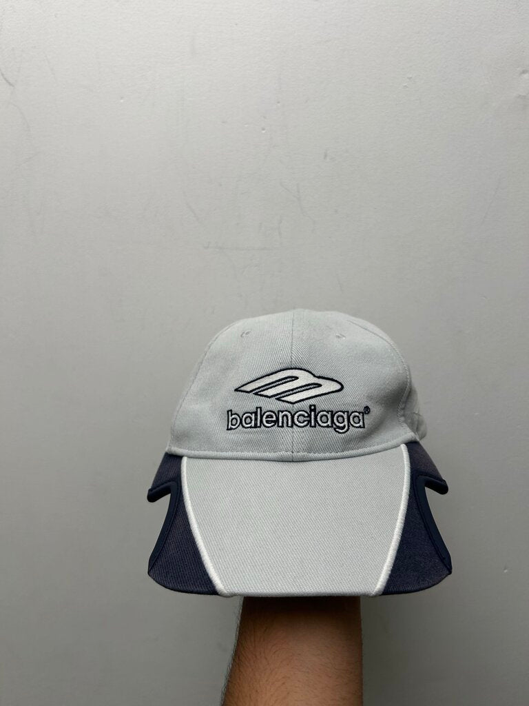 Preowned Balenciaga Grey Navy Sports Hat