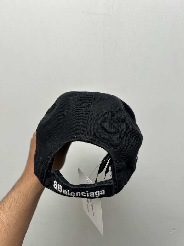 Preowned Balenciaga Black Paris Soccer Hat