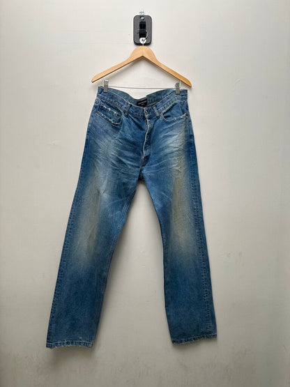 Preowned Balenciaga Light Wash Straight Back Distress Jeans Sz.36