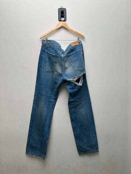 Preowned Balenciaga Light Wash Straight Back Distress Jeans Sz.36