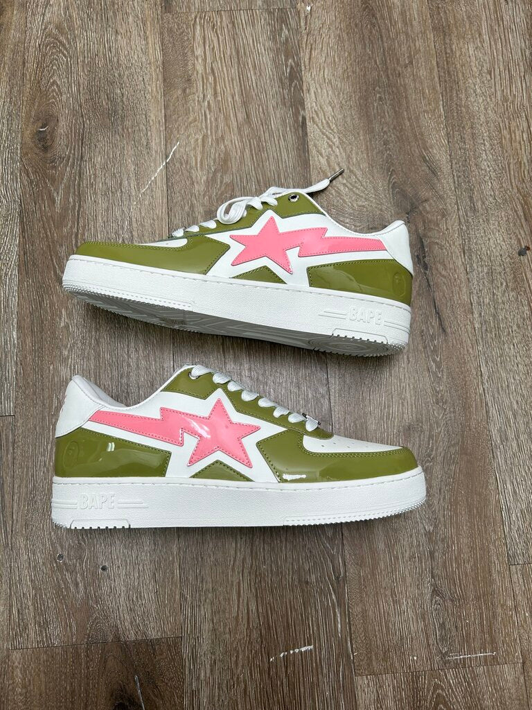 New Bape Sta Low Green Pink Patent