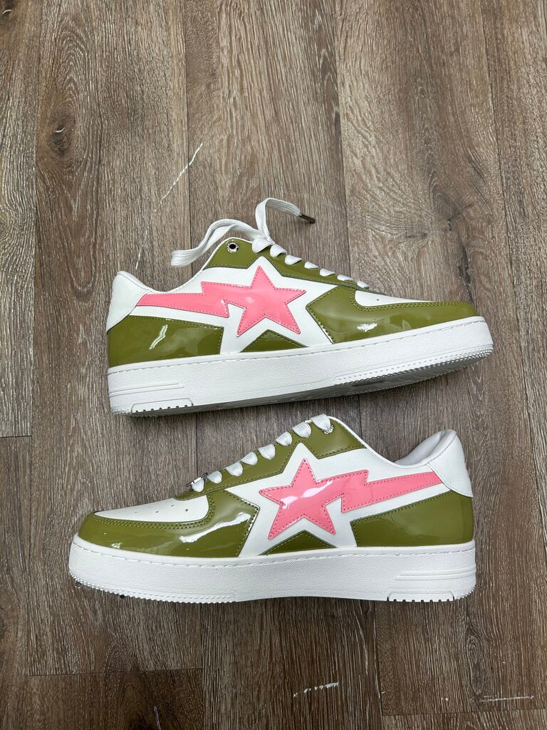New Bape Sta Low Green Pink Patent