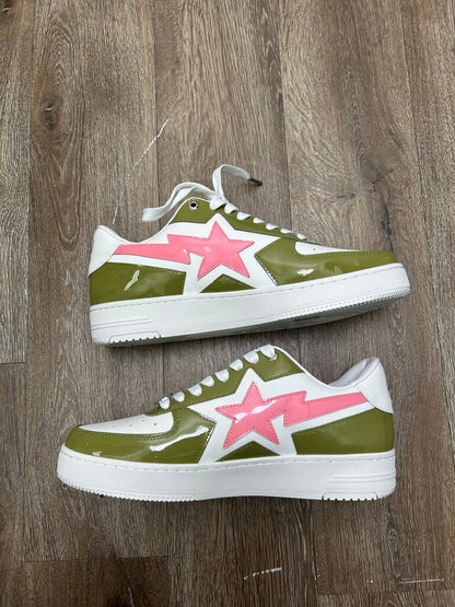 New Bape Sta Low Green Pink Patent