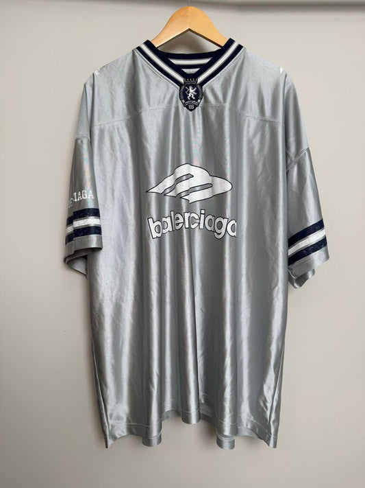 Preowned Balenciaga 3B Distressed Silver Jersey size 2XL