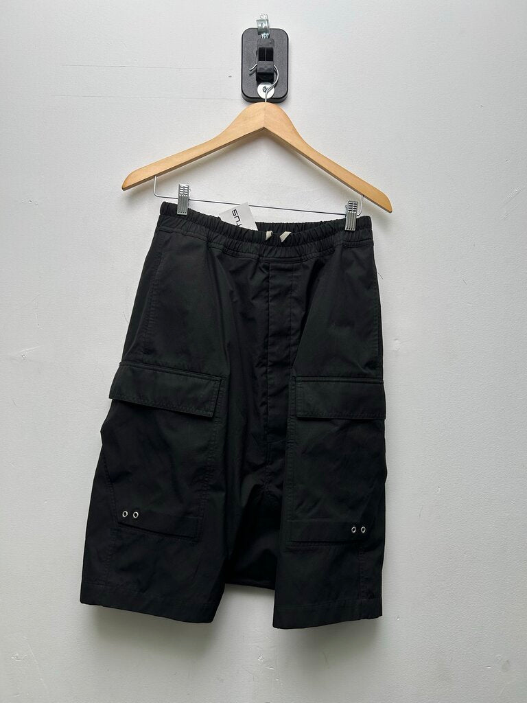 Preowned Rick Owens Black EDFU SS23 Canvas Cargo Shorts Sz.36