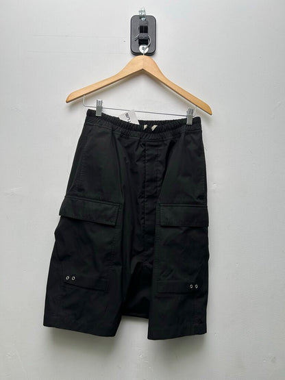 Preowned Rick Owens Black EDFU SS23 Canvas Cargo Shorts Sz.36
