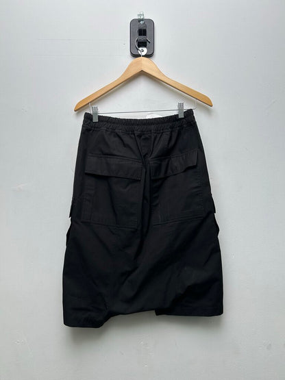 Preowned Rick Owens Black EDFU SS23 Canvas Cargo Shorts Sz.36