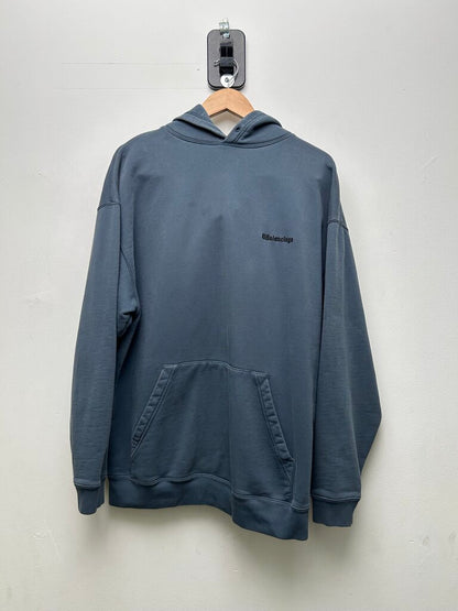 Preowned Balenciaga Blue Black BB Logo Hoodie Sz.Small