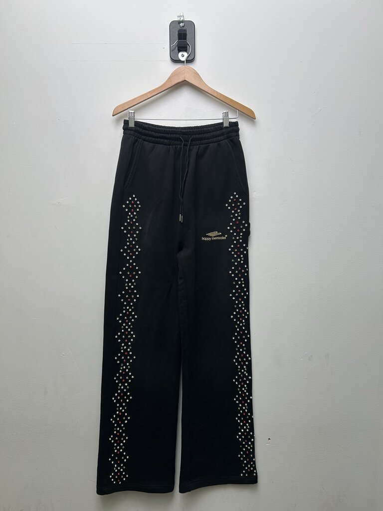 Preowned HMDD Black Rhinestone Sweatpants Sz.Small