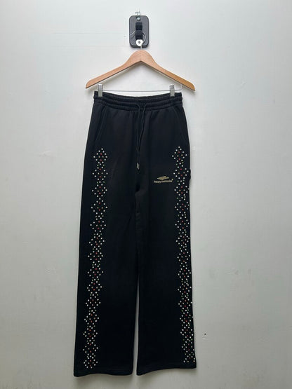 Preowned HMDD Black Rhinestone Sweatpants Sz.Small