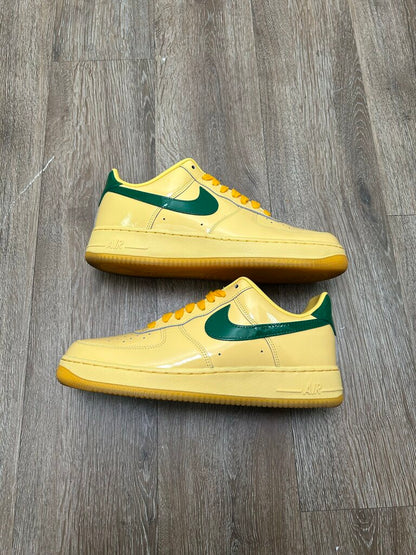 Preowned Nike AF1 Yellow Green Patent Sz.10