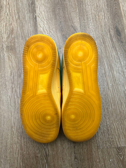 Preowned Nike AF1 Yellow Green Patent Sz.10
