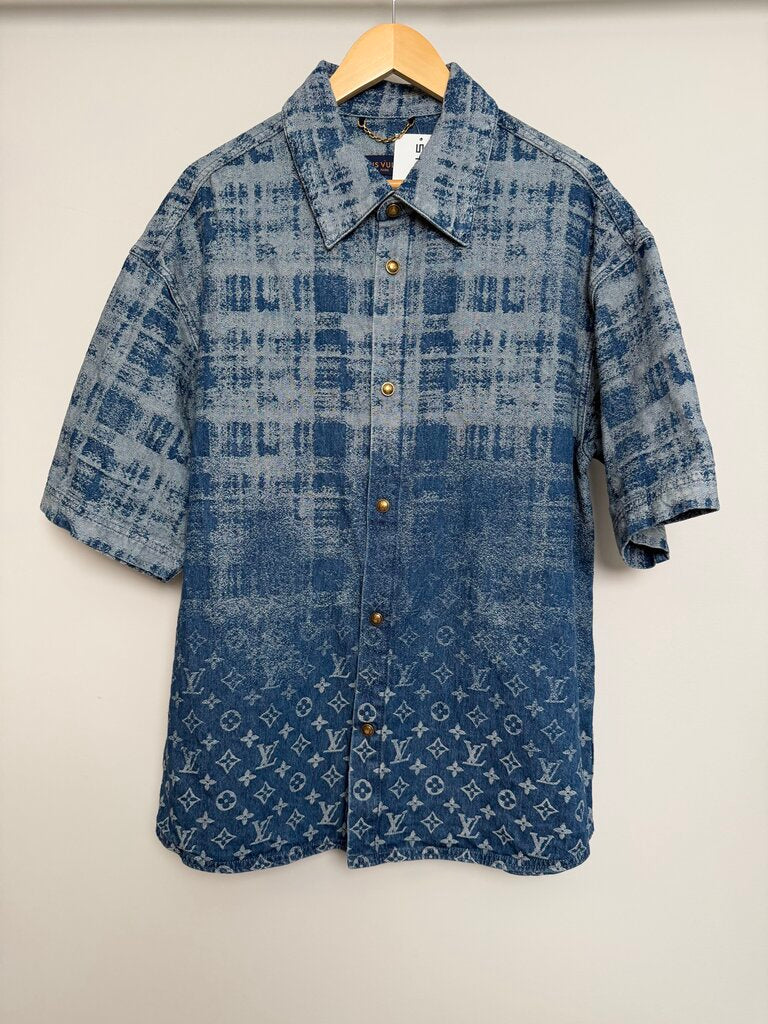 Preowned Louis Vuitton Damier Monogram Denim Button Up size L