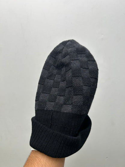 Preowned Louis Vuitton Black Grey Damier Beanie