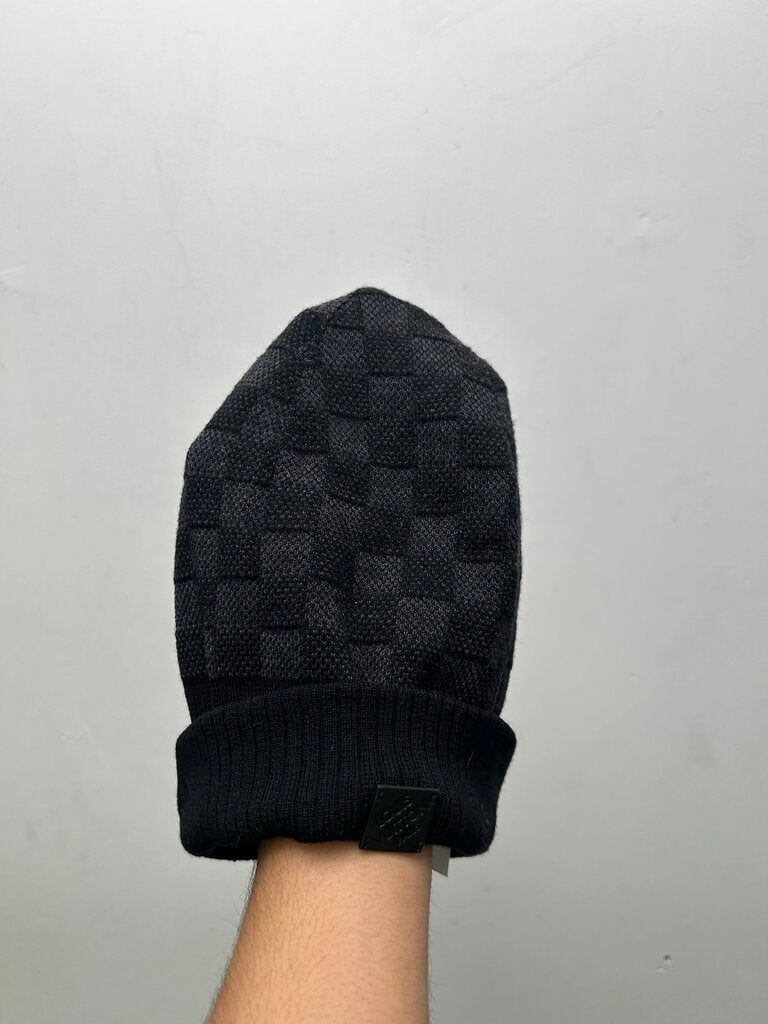Preowned Louis Vuitton Black Grey Damier Beanie