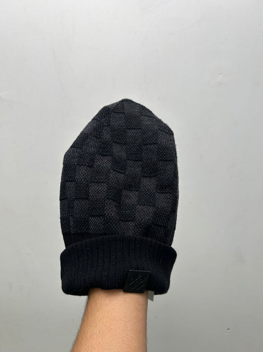 Preowned Louis Vuitton Black Grey Damier Beanie