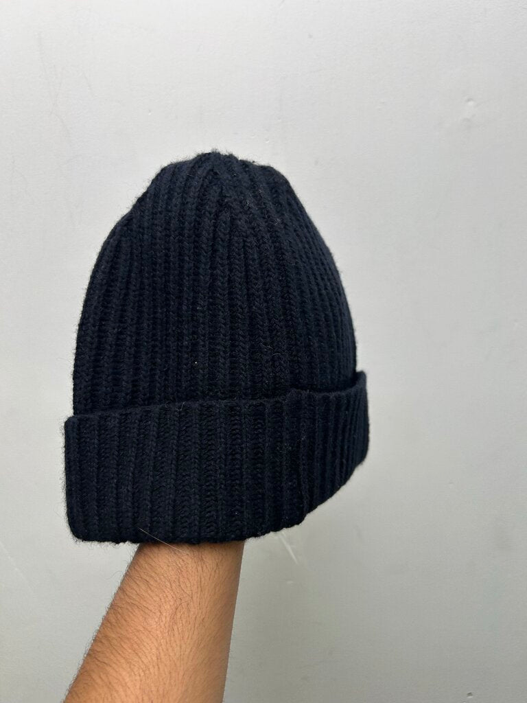 Preowned Chanel Black Square Logo Beanie