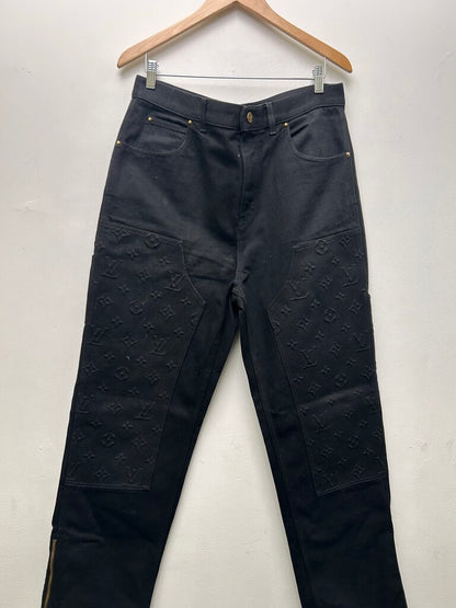 Preowned Louis Vuitton Black Monogram Carpenter Double Knee Size 34