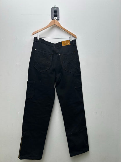 Preowned Louis Vuitton Black Monogram Carpenter Double Knee Size 34