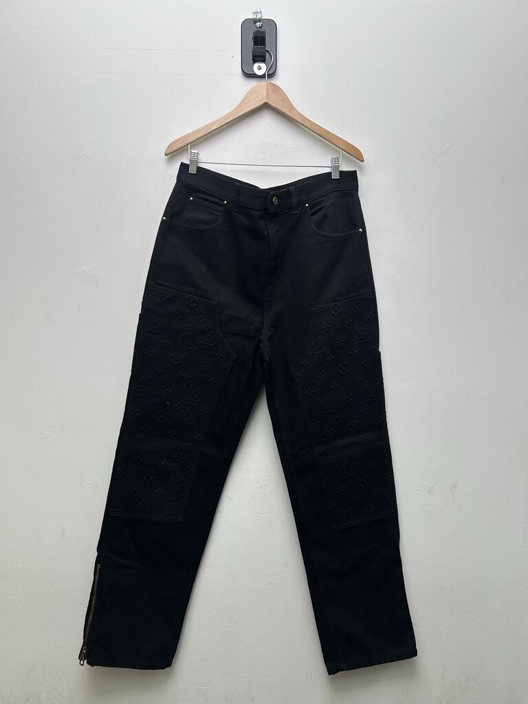 Preowned Louis Vuitton Black Monogram Carpenter Double Knee Size 34