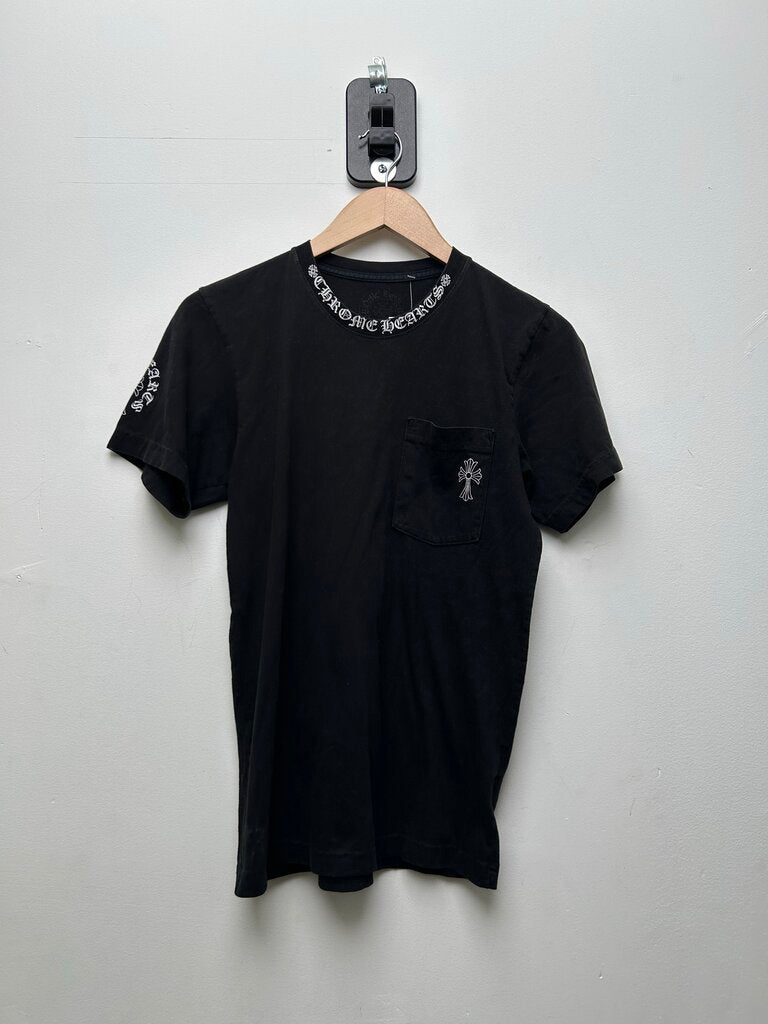 Preowned Chrome Hearts Black Cross Pocket Tee Size Small