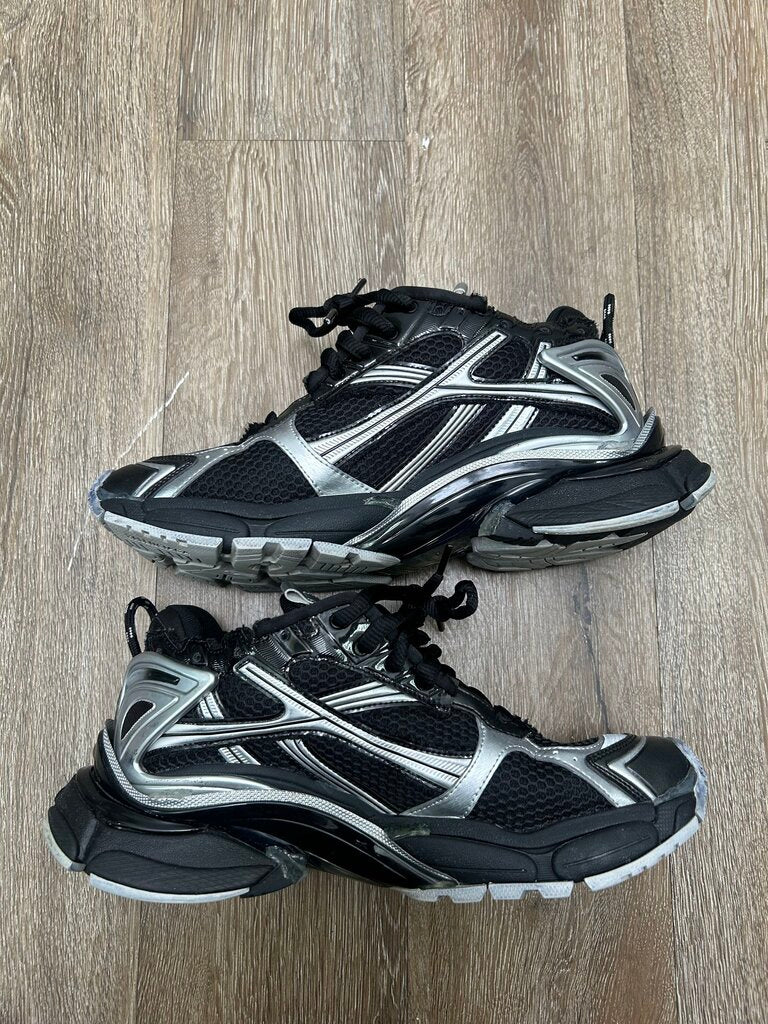 Preowned Balenciaga Runner Black Silver Size 43