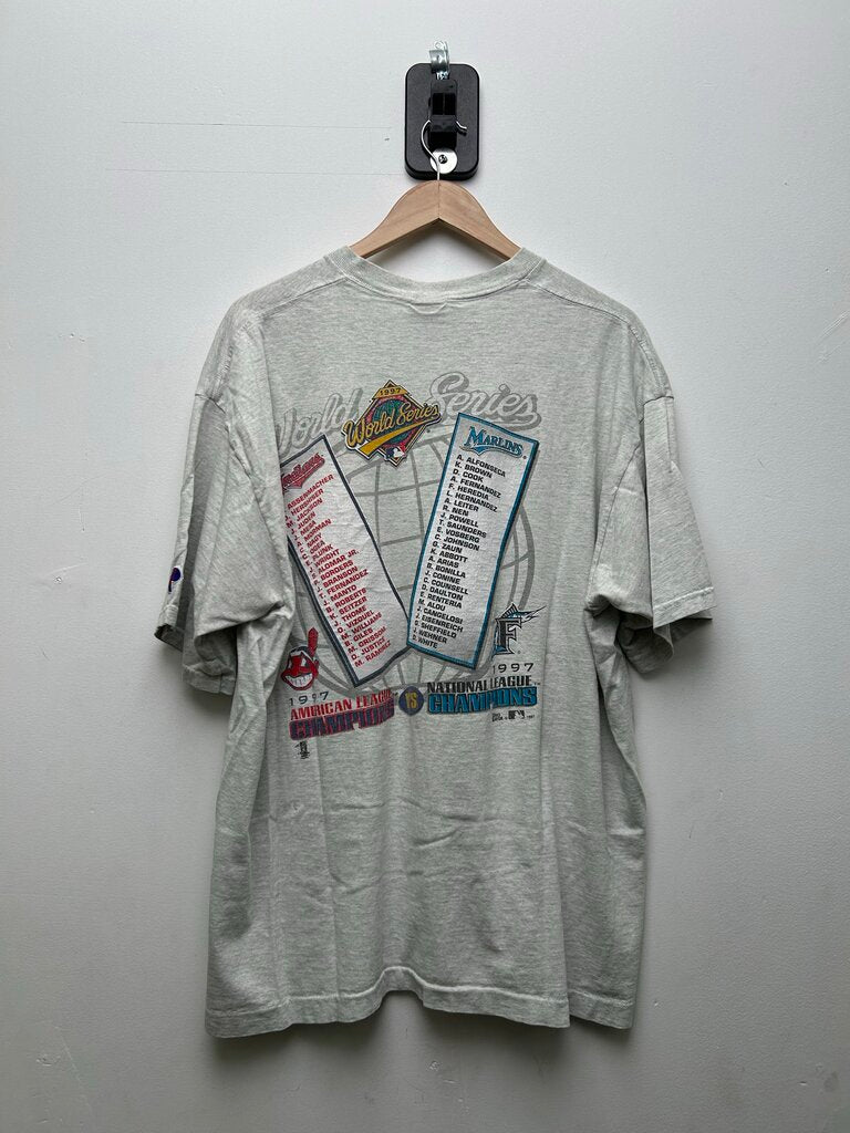1997 World Series Cleveland Vs Florida Grey Tee Sz XXL