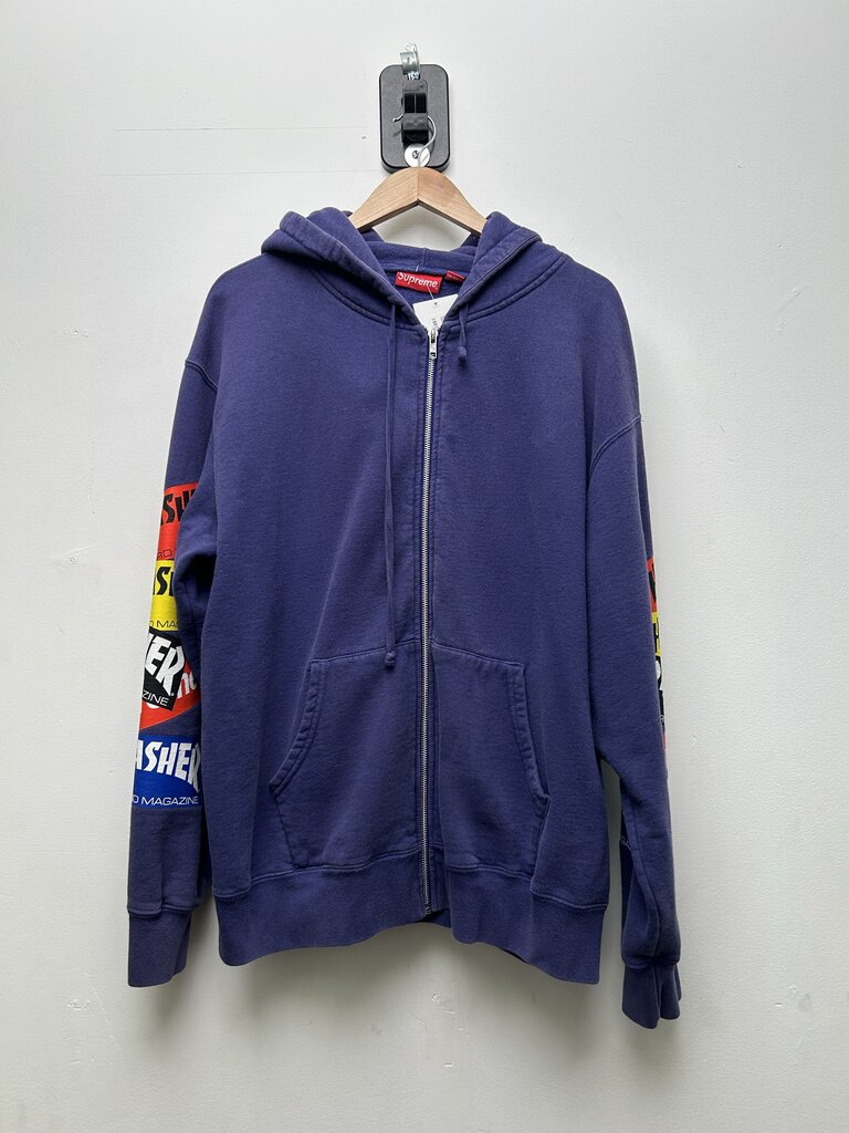 Preowned Supreme Blue Thrasher Zip Up Sz.Large