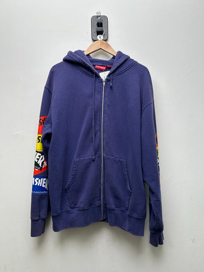 Preowned Supreme Blue Thrasher Zip Up Sz.Large