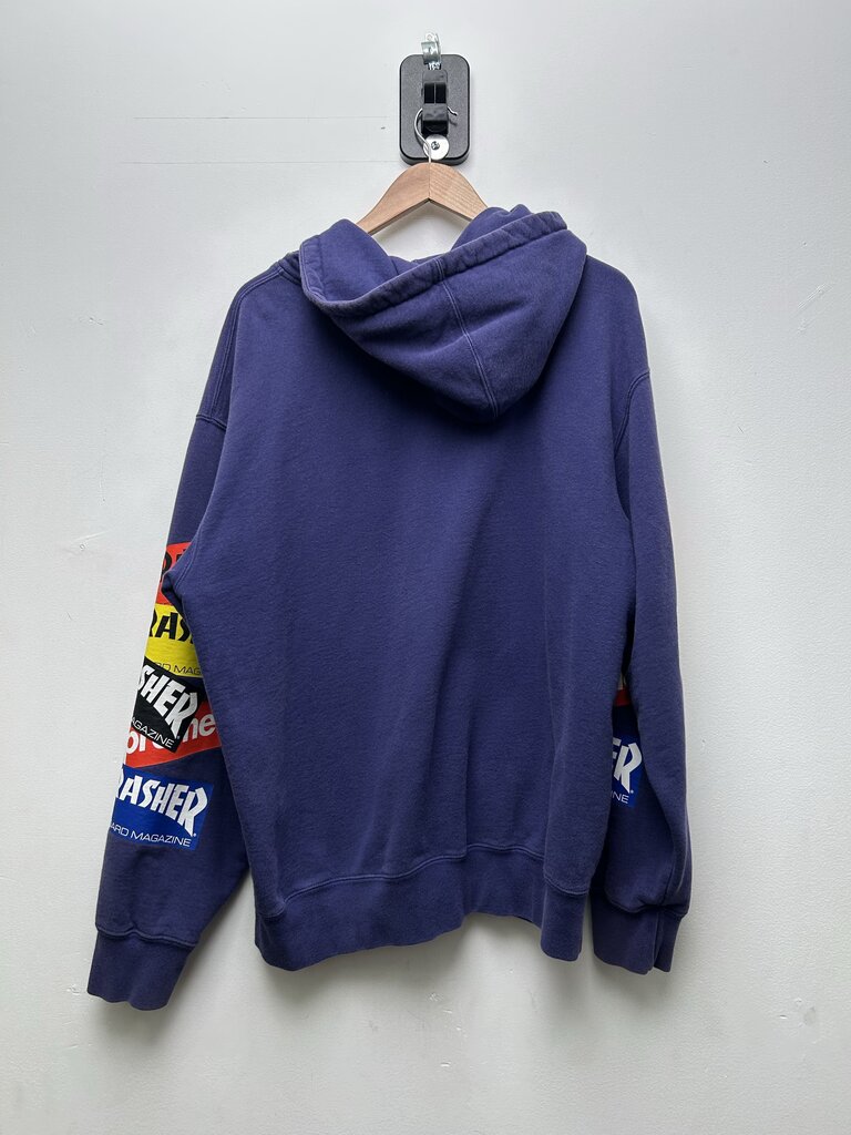 Preowned Supreme Blue Thrasher Zip Up Sz.Large