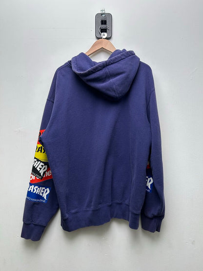Preowned Supreme Blue Thrasher Zip Up Sz.Large