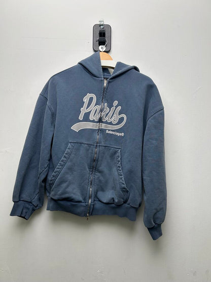 Preowned Balenciaga Blue Silver Baseball Zip sz.S