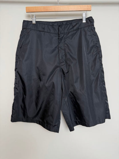 Preowned Prada Triangle Logo Black Re-Nylon Shorts size 32