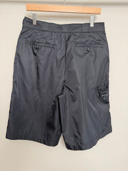Preowned Prada Triangle Logo Black Re-Nylon Shorts size 32