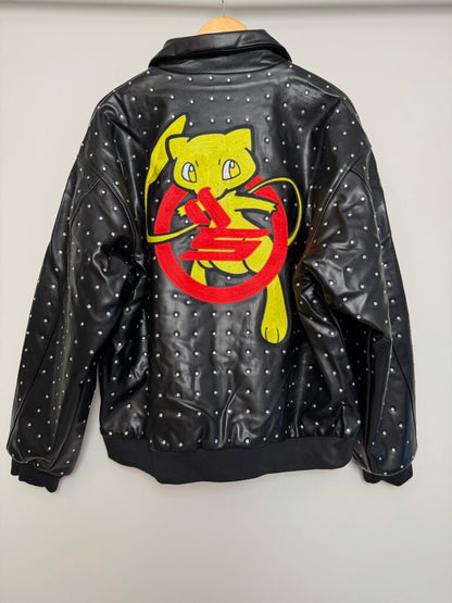 New Sicko Black Complex Con Rhinestone Leather Jacket size XL