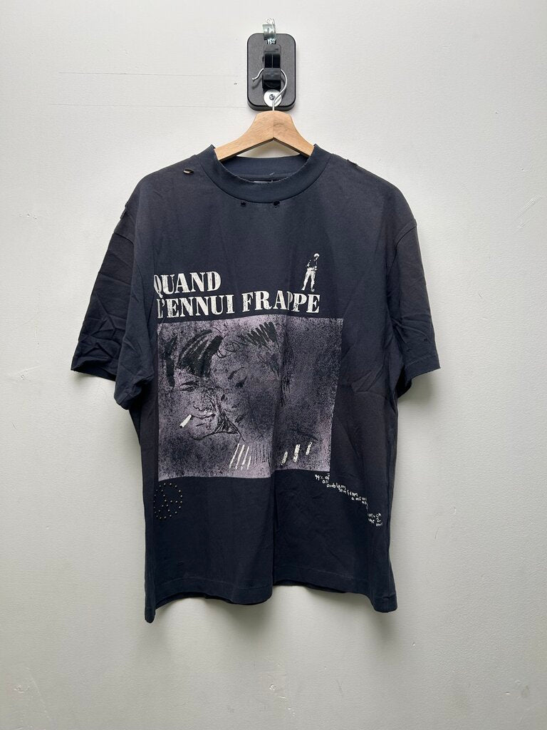 New Boredom Kills Black Purple Quad Frappe Tee Sz.Small