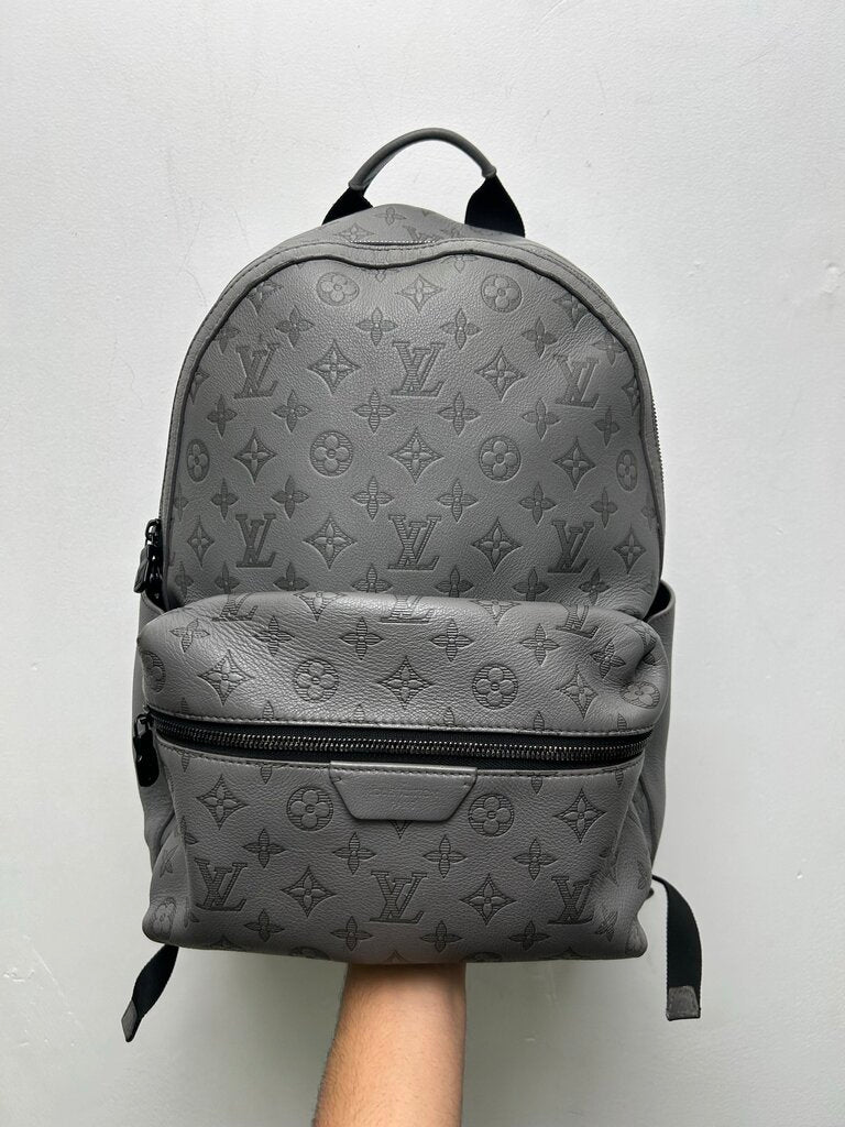 Preowned Louis Vuitton Black Embossed Monogram Grey Bookbag