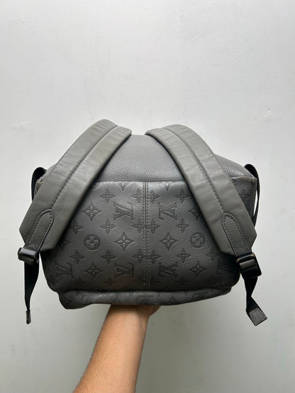 Preowned Louis Vuitton Black Embossed Monogram Grey Bookbag