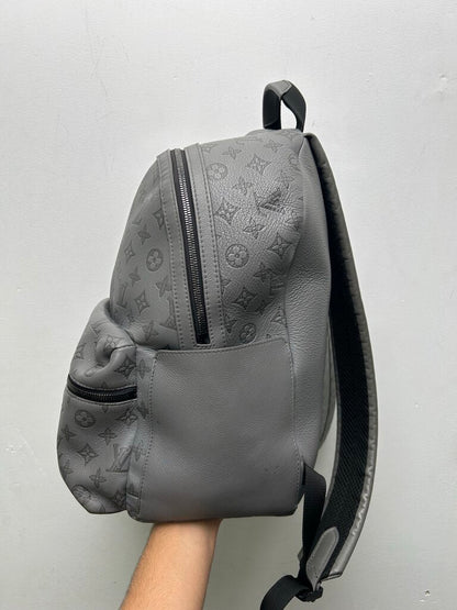 Preowned Louis Vuitton Black Embossed Monogram Grey Bookbag