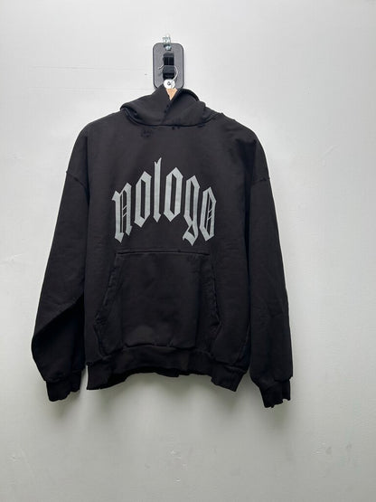 New Balenciaga Grey "No Logo" Distressed Black Hoodie sz.S