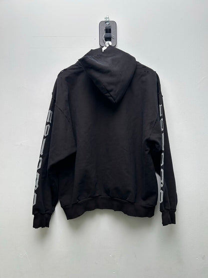 New Balenciaga Grey "No Logo" Distressed Black Hoodie sz.S